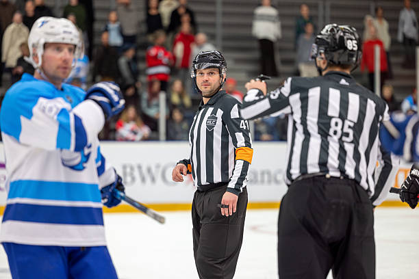 istock Ice Hockey Referees Engaged in Serious Game Discussion 2247616028