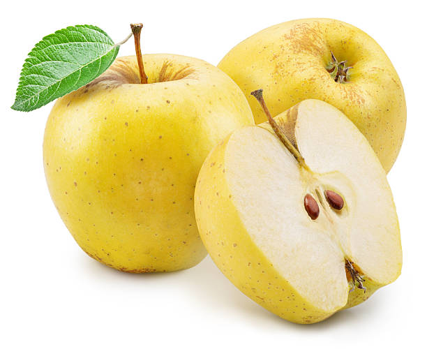 istock Ripe yellow apples and apple slice on white background. File contains clipping paths. 2247616878