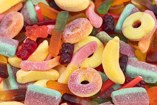 istock Assorted colorful gummy candies. Top view. Jelly sweets 2247617096