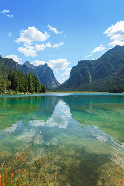 istock Breathtaking view of Toblacher See in Dolomites 2247622713