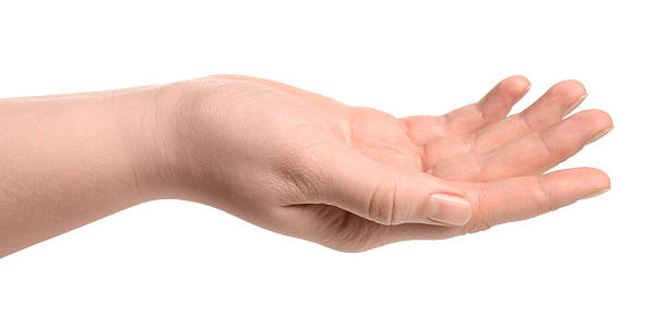 istock Woman holding something in her hand on white background, closeup 2247623451