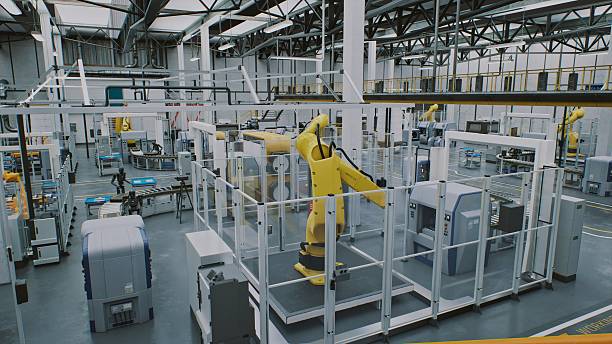 istock Human Less Manufacturing, Robots Taking Over Fully Automated Large Production Facility 2247624611