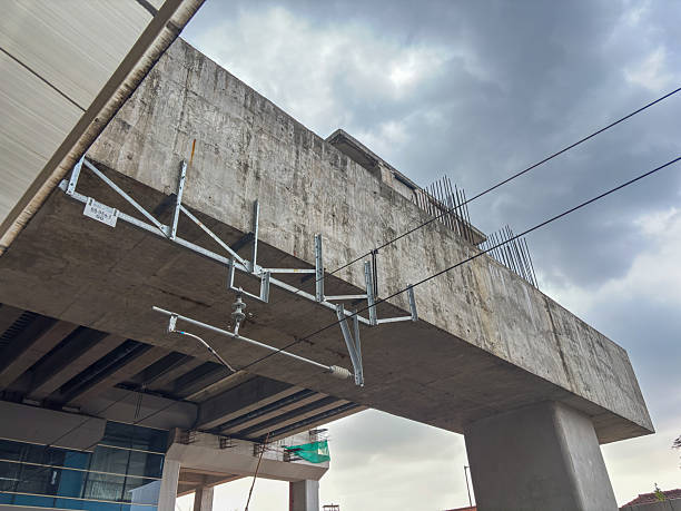 istock detailed view of the underside of a concrete railway overpass with support structures. 2247625123