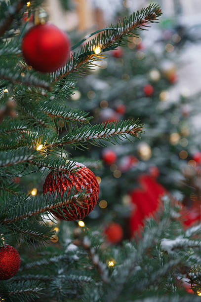 istock Festive pine tree decoration captured with a cozy, bokeh-filled Christmas background 2247626164