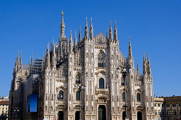 Milan,Italy-Sep.29th 2025: majestic Gothic facade of Milan Cathedral