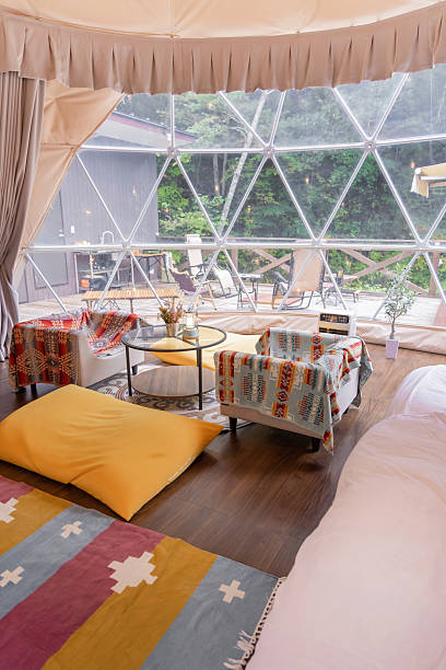 istock Modern glamping house with glass terrace 2247635853