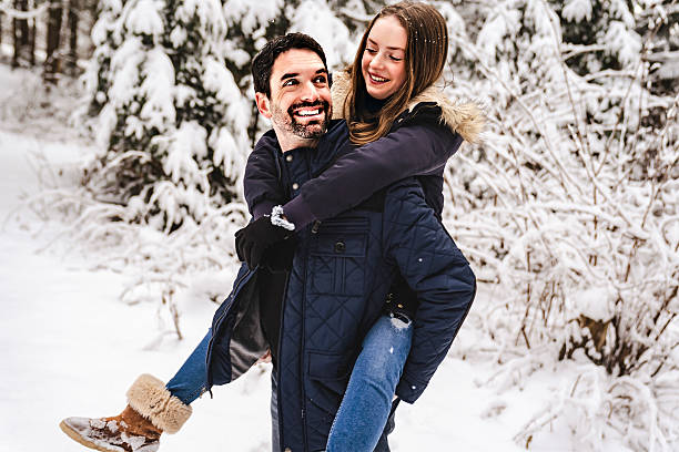 istock Father and daughter on forest in winter season 2247638253