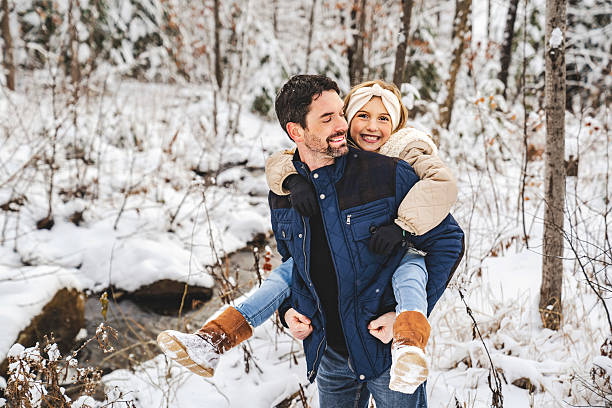 istock stepfather and daughter on forest in winter season 2247638303