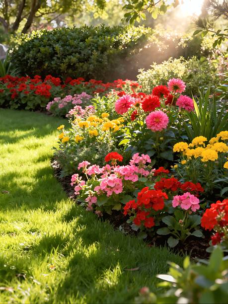 Garden with Colorful Flowers