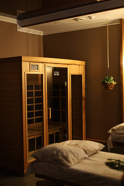 istock Spa room with daybeds and sauna 2247639501