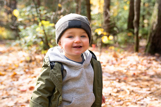 istock Little toddler boy in autumn park walking lonely 2247648006