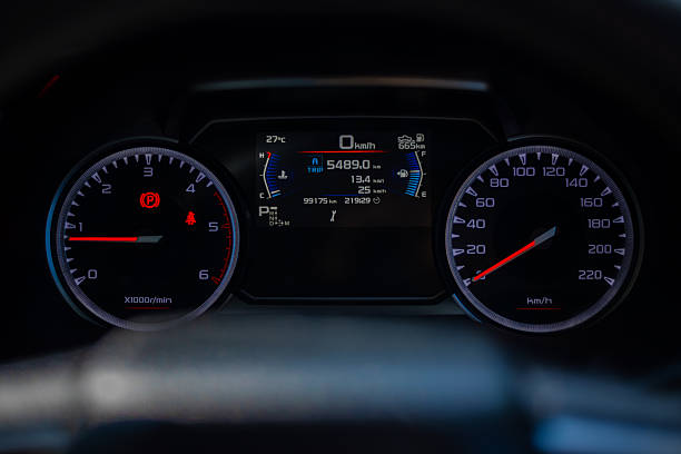 istock Car dashboard,car dashboard with lights symbols  close up 2247648991
