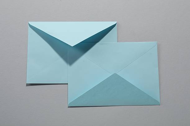 istock Paper envelopes on grey background, top view. Mockup for design 2247649014