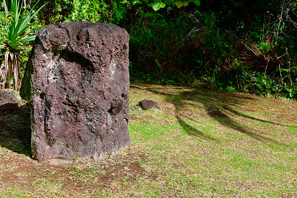 Ngarchelong State, Palau: the Badrulchau Stone Monoliths, located at the northern tip of Babeldaob Island, form one of the country’s most remarkable archaeological sites. The field contains about 50 basalt megaliths arranged in neat parallel rows, some carved with stylized human faces. Archaeological estimates a date from around 161 CE.  Because of these prehistoric monoliths, Palau is sometimes called the \