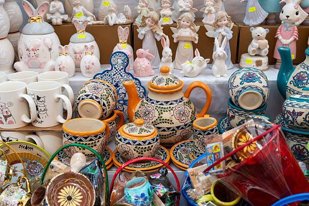 istock Colorful Ceramic Teapot and Mug Display at a Souvenir and Gift Shop 2247654728