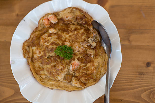 Delicious Thai omelette with shrimp