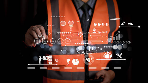 istock Engineering manager touching digital gear icon. Industrial innovation, construction planning and maintenance service concept with tools and logistic graph symbols on interface. 2247663332