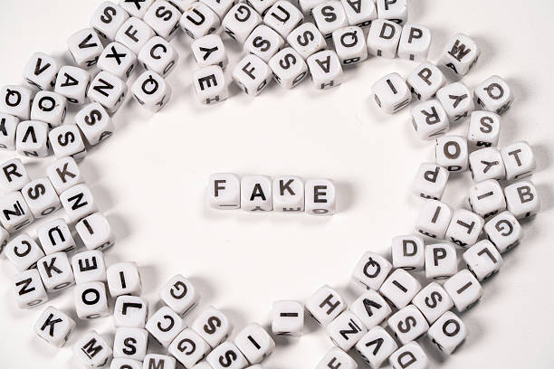 Words forming a circle with the center word fake standing out