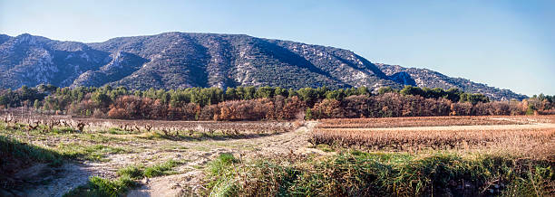 Panoramic view of a landscape in the Luberon massif in Provence, France