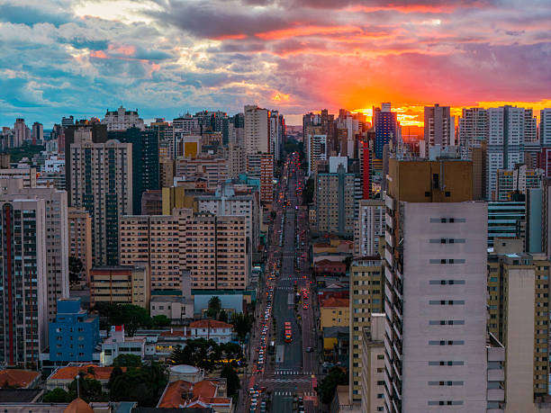 Curitiba, Brazil - November 18, 2025. Curitiba Urban Sunset Curitiba Metropolitan Scene
