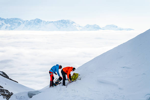 People on skis in the Andes mountain range, Lo Barnechea, Santiago Metropolitan Region, Chile