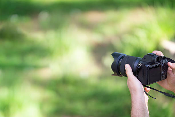 istock Close up of a photographer holding digital mirrorless camera 2247678867