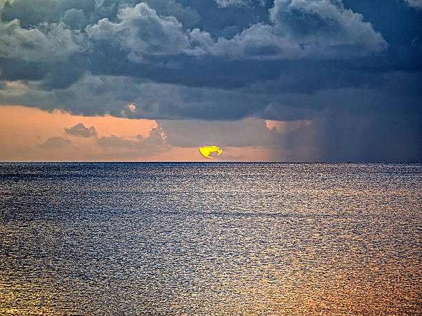Caribbean sunset and sunrise off the coast of the island of Bonaire