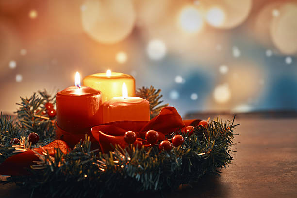 istock Christmas Decoration with Candles and Holiday Lights 2247686338