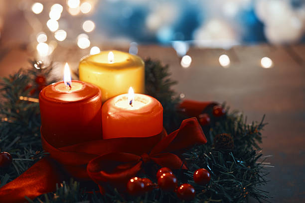 istock Christmas Decoration with Candles and Holiday Lights 2247686352