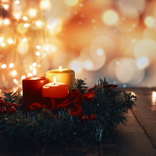istock Christmas Decoration with Candles and Holiday Lights 2247686361