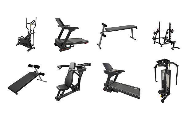 Barbell bench with weight dumbbells in the home. 3d illustration