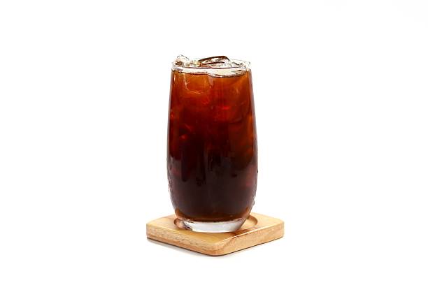 Ice americano coffee served on white background, isolate concept.