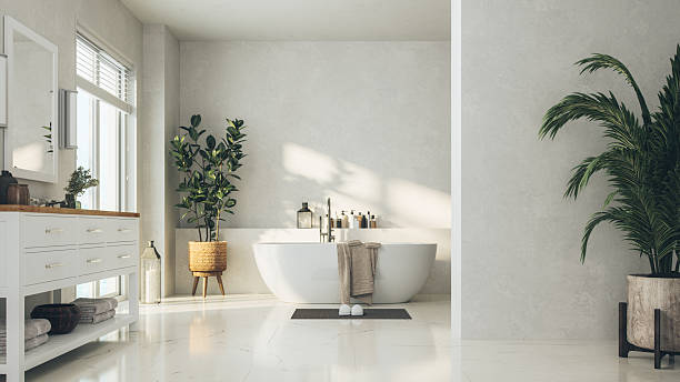istock Luxury Spa Bathroom Interior with Freestanding Tub 2247692939