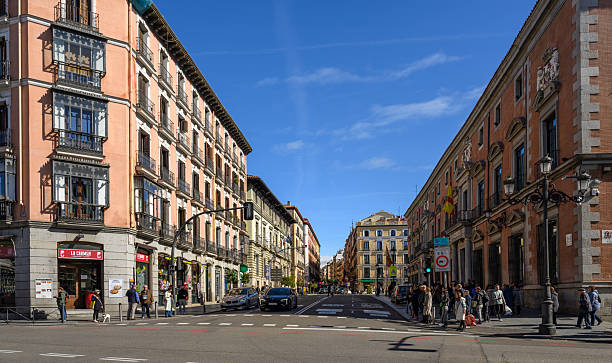 Madrid, Spain - Oct 28, 2023: Street view in Madrid at Almudena Cathedral , or Catedral de la Almudena.