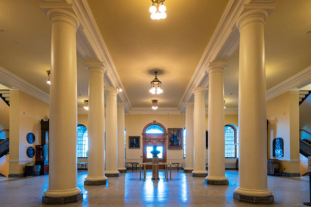 The foyer of the Maine State House in Augusta, Maine, USA, on a sunny day.