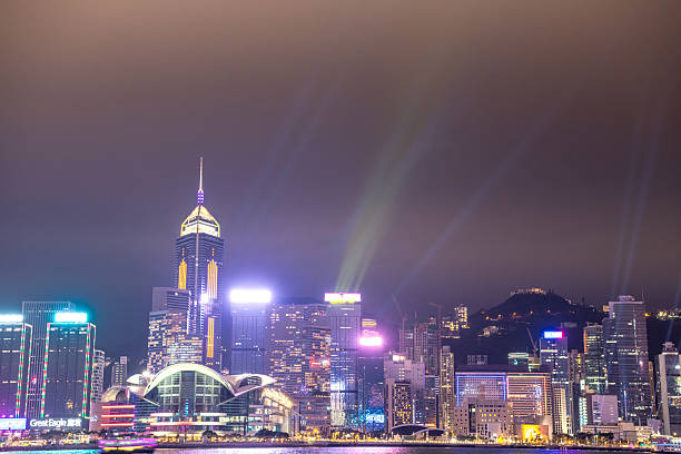 istock Victoria Harbour Hong Kong night view with junk ship on foreground 2247709172