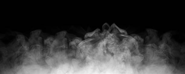 istock swirling movement of white smoke group, abstract line, Isolated on a black background. rise smoke, cold steam on dark, smog for food 2247718451