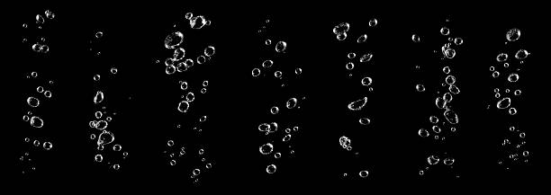 istock set water bubble white oxygen air isolated on a black background. underwater clear liquid with bubbles flowing up to the water surface. drop air in water 2247718453
