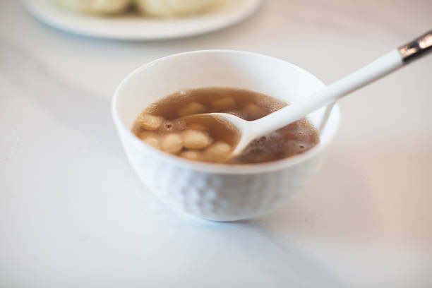 Homemade white tangyuan for Winter solstice.