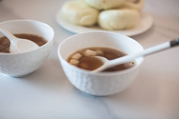 Homemade white tangyuan for Winter solstice.