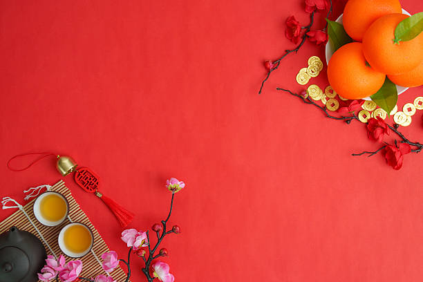 istock Chinese New Year festive arrangement with oranges and tea 2247736726
