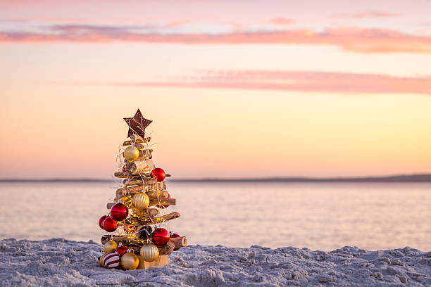 istock Driftwood Christmas tree adorned with a star, baubles and fairy lights 2247737699