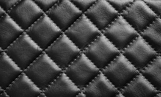 istock Black leather texture background with diagonal stitching. Close up seamless green leather with diagonal diamond stitching. Design element. 2247738689