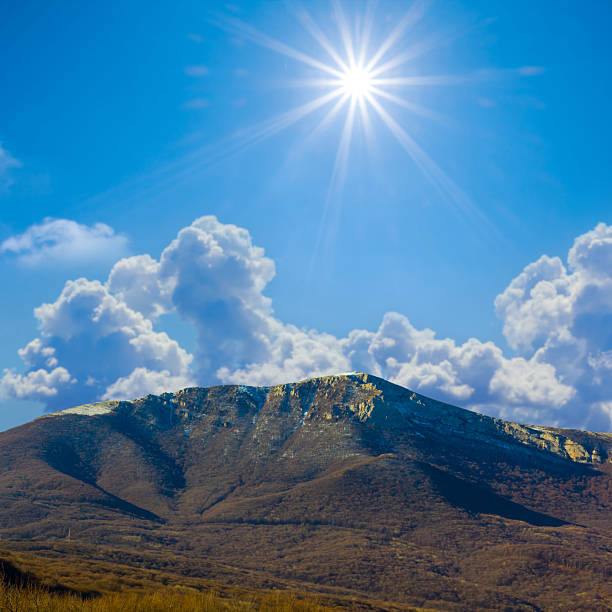 autumn mountain ridge at the sunny day
