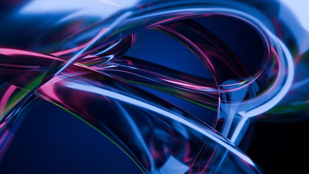 istock Fluid liquid blue glass shapes and spheres abstract background. 3d illustration 2247742537