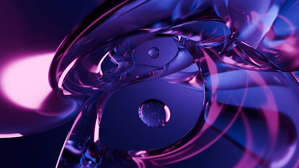 istock Fluid liquid blue glass shapes and spheres abstract background. 3d illustration 2247742662