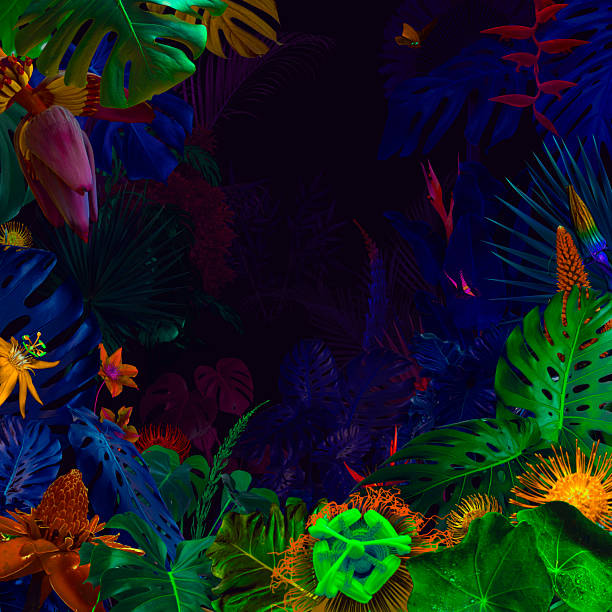 istock Surreal night jungle with flowers 2247743909