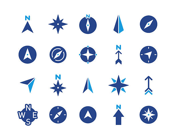 compass icons — классическая графическая серия - север stock illustrations