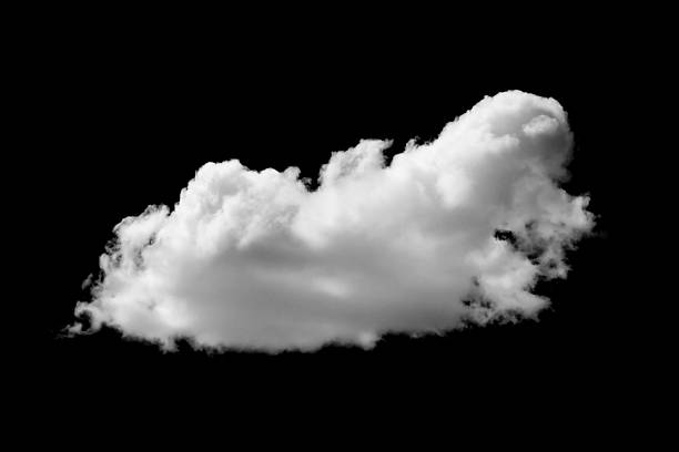 istock Isolated white cloud with soft, natural texture on a black background, ideal for sky replacement, digital art, graphic design, and creative compositing that requires clean, high-quality cloud elements 2247748110