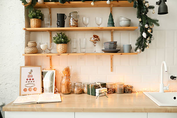 istock Christmas white interior. Living room in loft. 2247752125